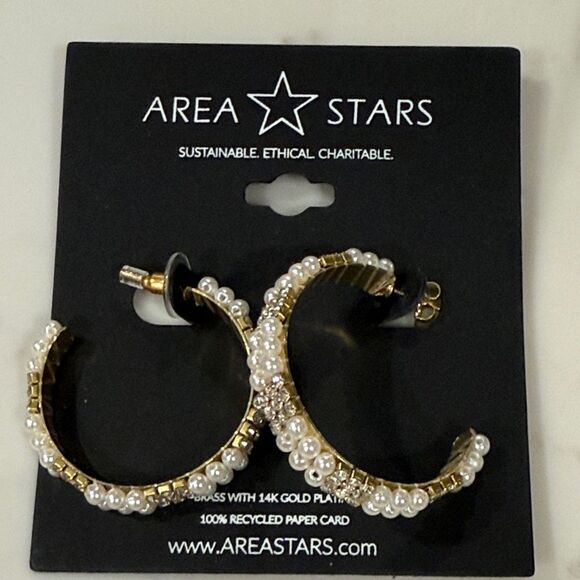 Gold and Pearl Hoop Earrings - Picture 1 of 1